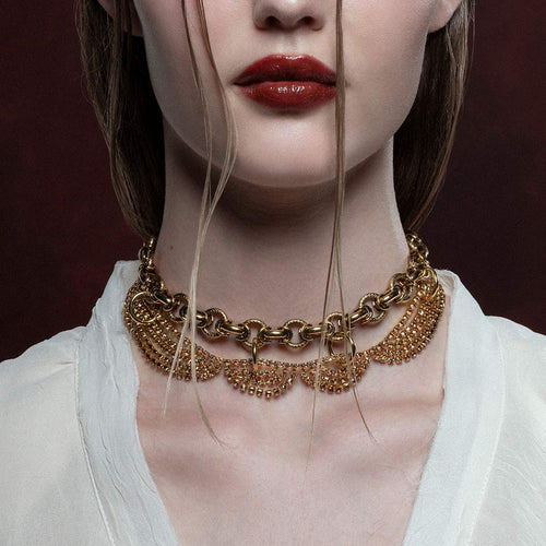 RESTLESS. Pierced Dazzle Chain Collar - Gold