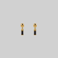 gold stud earrings skull black spinel gemstone