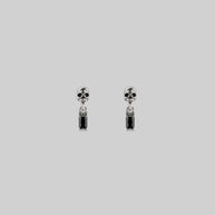 silver stud earrings skull black spinel gemstone