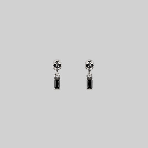 STATELY. Deco Black Spinel Septum Clicker Ring - Silver