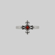 silver medieval fleur-de-lis garnet ring