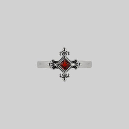 VEIN. Vampesque Gothic Red Glass Ring - Silver