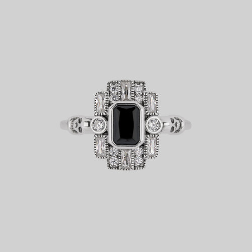 STATELY. Deco Black Spinel Septum Clicker Ring - Gold