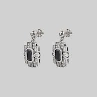 skull black spinel statement silver earrings