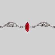 red glass dragon choker silver