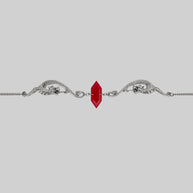 red glass dragon choker silver