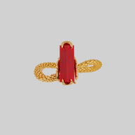 red glass dragon ring gold