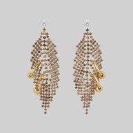 silver pierced dazzle cz chain chandelier earrings