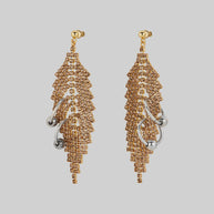 gold sparkle cz chandelier statement earrings