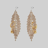 silver pierced dazzle cz chain chandelier earrings