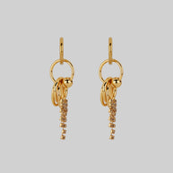 gold cz chain drop earrings