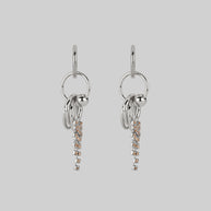 silver sparkle chain drop earrings