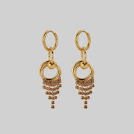 gold cz chain drop earrings