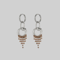 silver cz chain drop earrings