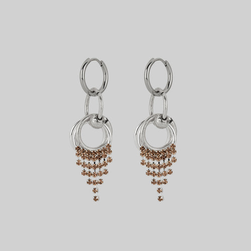 AELLA. Floral Drop Hoop Earrings - Silver