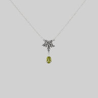 ivy leaf peridot drop necklace silver