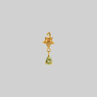 ivy leaf peridot drop ear stud gold