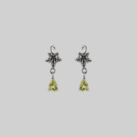 ivy leaf peridot drop earrings silver