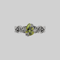 ivy leaf peridot gemstone ring silver