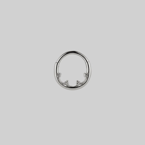 FOREBODE. Gothic Tracery Septum Clicker Ring - Gold