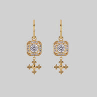 gold gothic cubic zirconia cluster hoop earrings