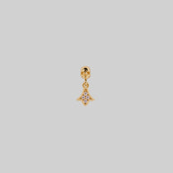 skull and fan drop stud gold earring 