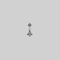 skull and fan drop stud silver earring 