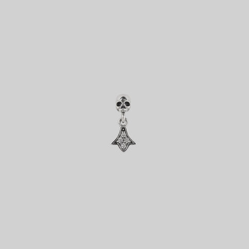 BEAUX. Tiny Skull & Black Spinel Stud Earrings - Silver