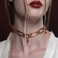 gold and red chunky chain choker