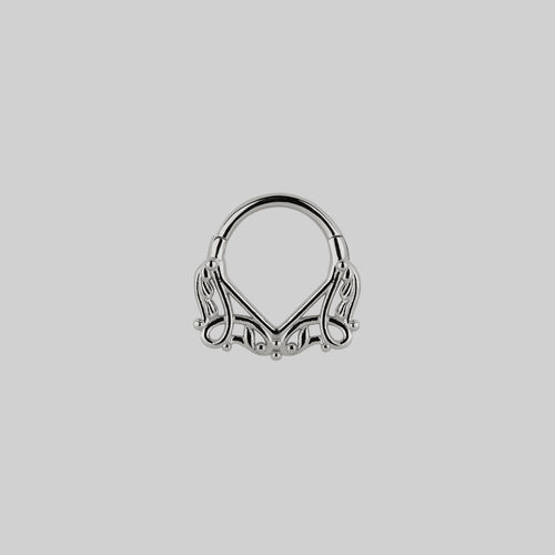 FOREBODE. Gothic Tracery Septum Clicker Ring - Gold