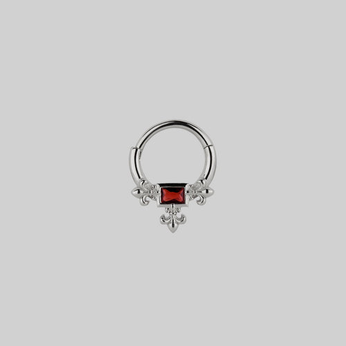 MALEVOLENT. Red Glass Droplet Chunky Chain Choker - Silver