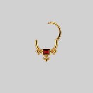 gold medieval garnet septum daith forward helix clicker ring