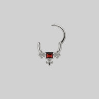 medieval garnet septum daith forward helix silver clicker ring