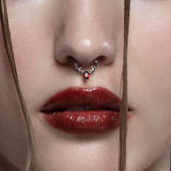 detailed silver and garnet septum helix daith clicker ring