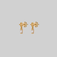 tiny cross and cubic zirconia stud earrings gold