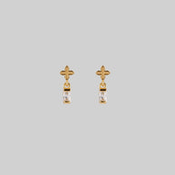 tiny cross and cubic zirconia stud earrings gold