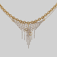 gold sparkle chain statement necklace CZ