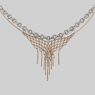 silver pierced dazzle cz chain collar