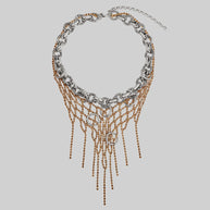 silver pierced dazzle cz chain collar