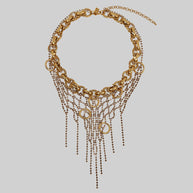 gold pierced dazzle cz chain collar