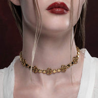 gold chainmail knotted collar necklace