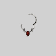 silver garnet drop septum daith forward helix clicker ring