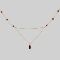 gold and red droplet necklace dainty chain