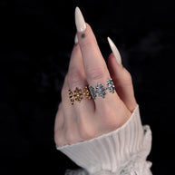 gothic medieval style wide band gold ring