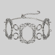 silver vampesque gothic caged frame choker necklace