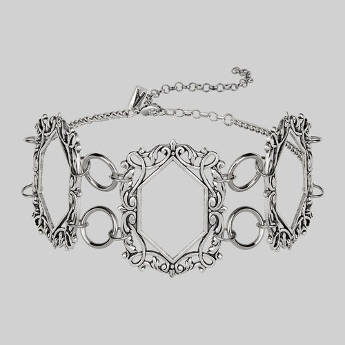 DRAKE. Red Glass Dragon Choker - Silver