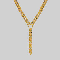 Gold statement lariat chain