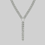 Chunky antique silver chain lariat neckalce