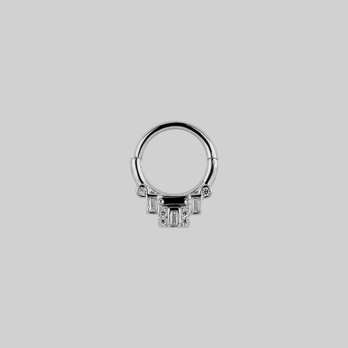 STATELY. Deco Black Spinel Septum Clicker Ring - Gold