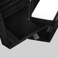 open door black velvet coffin cabinet